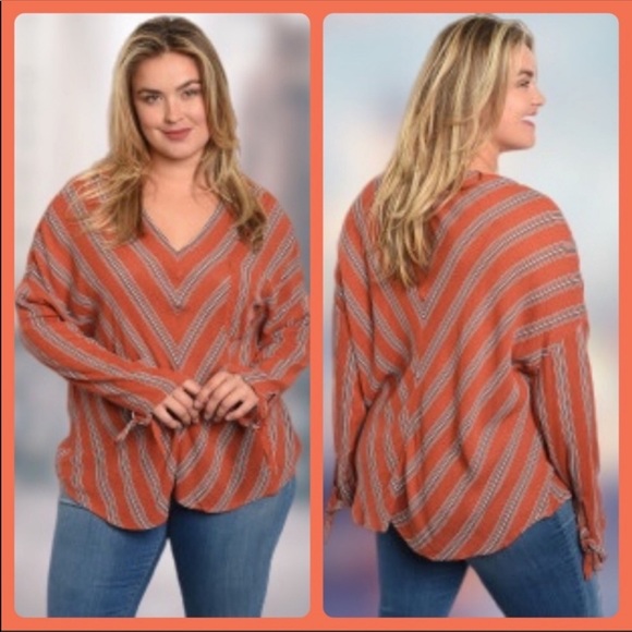 Love riche striped dolman top rust - Picture 1 of 6